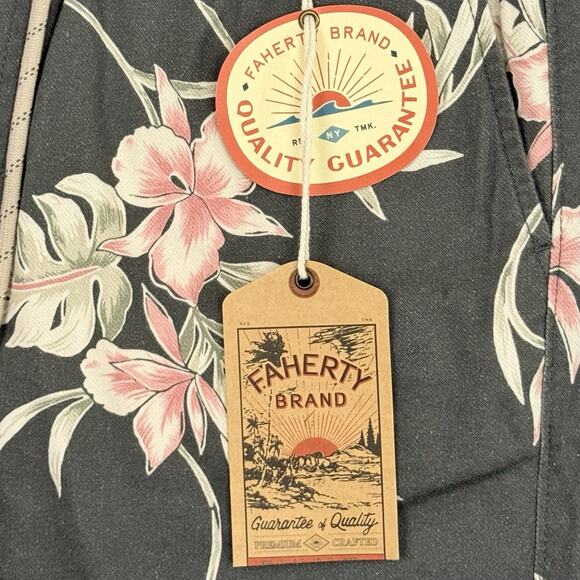 Faherty Shorts Mens Small Island Orchid Drawstring Pull On 6.5" Inseam NEW - Picture 8 of 15